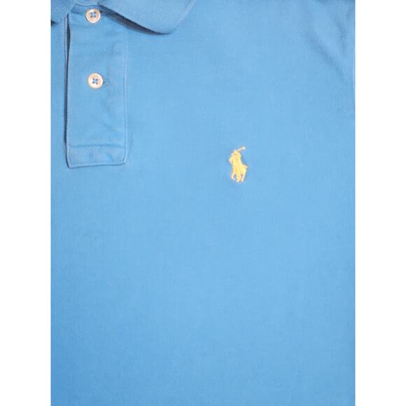 Ralph Lauren Shirt Mens Medium Blue Polo Yellow Pony Logo Casual Rugby Preppy - Picture 4 of 8